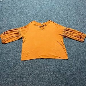 Burnt Orange Flowy Long-sleeve Blouse